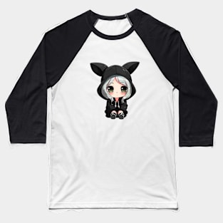 Kawaii Black Rabbit Girl Baseball T-Shirt